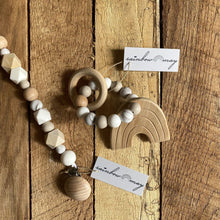 Load image into Gallery viewer, Rainbow May Wooden Pacifier Clip "White"
