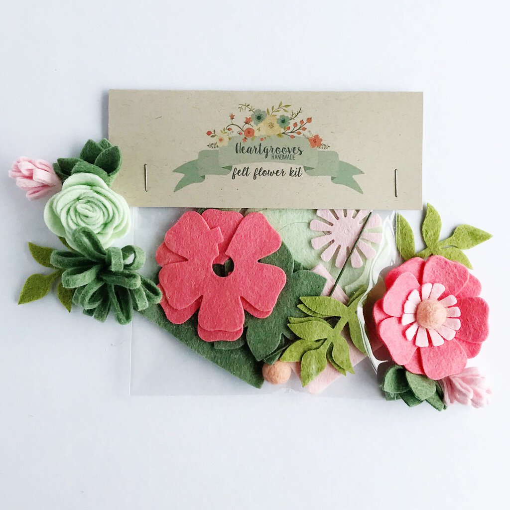 Mini Felt Flower Kit - Coral Sage