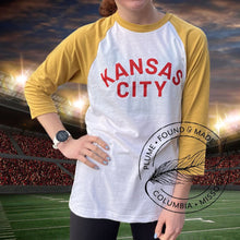 Load image into Gallery viewer, Plume Raglan 3/4 Sleeve Tee Kansas City
