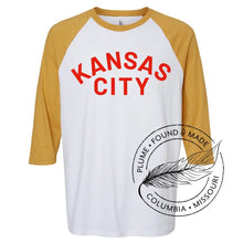 Load image into Gallery viewer, Plume Raglan 3/4 Sleeve Tee Kansas City
