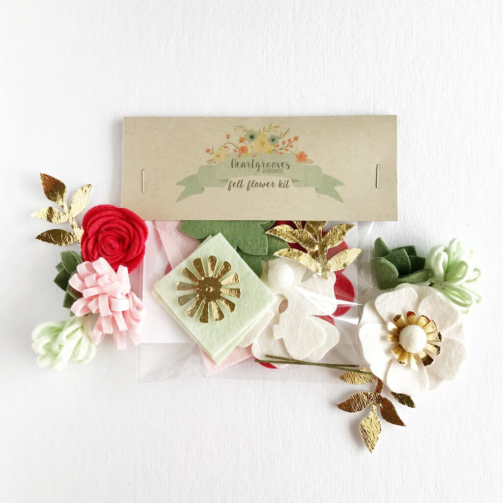 Mini Felt Flower Kit - Strawberry Mint
