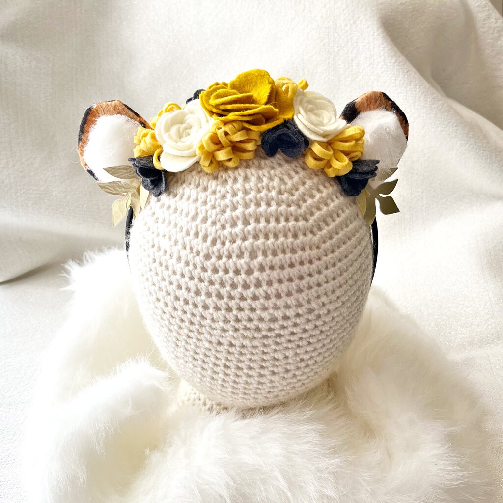 Heartgrooves Handmade Felt Flower Tiger Ears Headband