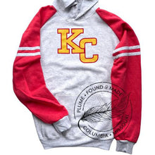 Load image into Gallery viewer, Plume Varsity Raglan Hoodie &quot;KC&quot;
