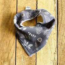 Load image into Gallery viewer, Plume Baby Bandana Bib &quot;Gray Botannical&quot;
